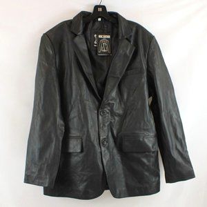 Real Leather - Blazer 2 Button Black Leather Jacket - FCM00